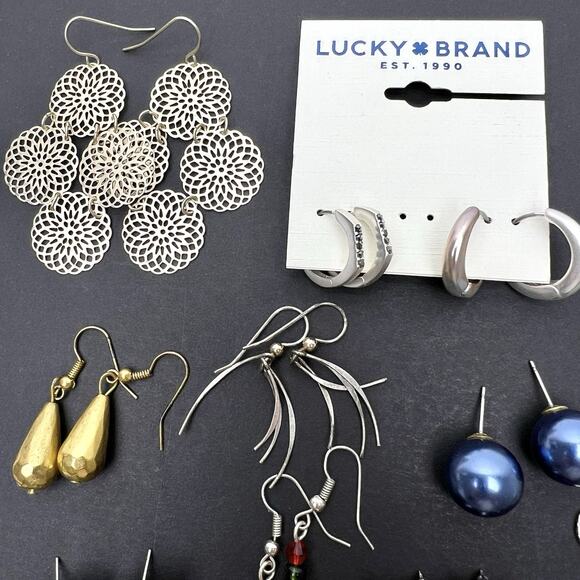 Pierced Fashion Earrings Lot 45 Pair Gold & Silver Tone Variety Wearable Vtg Now - Picture 2 of 11